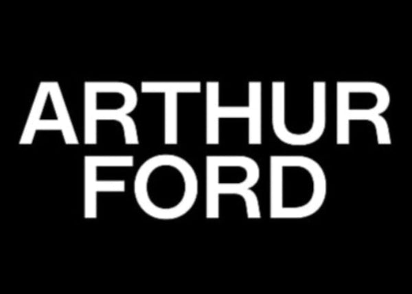 Black background with white text Arthur Ford